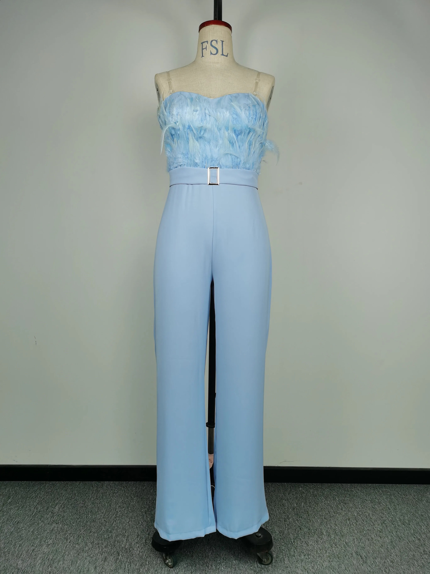 Jumpsuit Women Elegant Long Jumpsuit Strapless Slash Neck Feather Tube Top Sexy Fashion Party Night Evening Jumpsuit Summer 250519