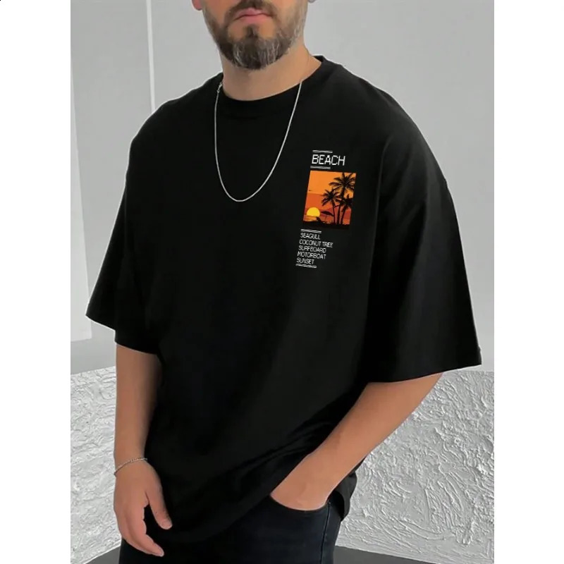 2024 Summer Mens Printed Pattern Cotton Tshirt Fashion Loose Y2K Couple Funny Daily Casual Large 250318