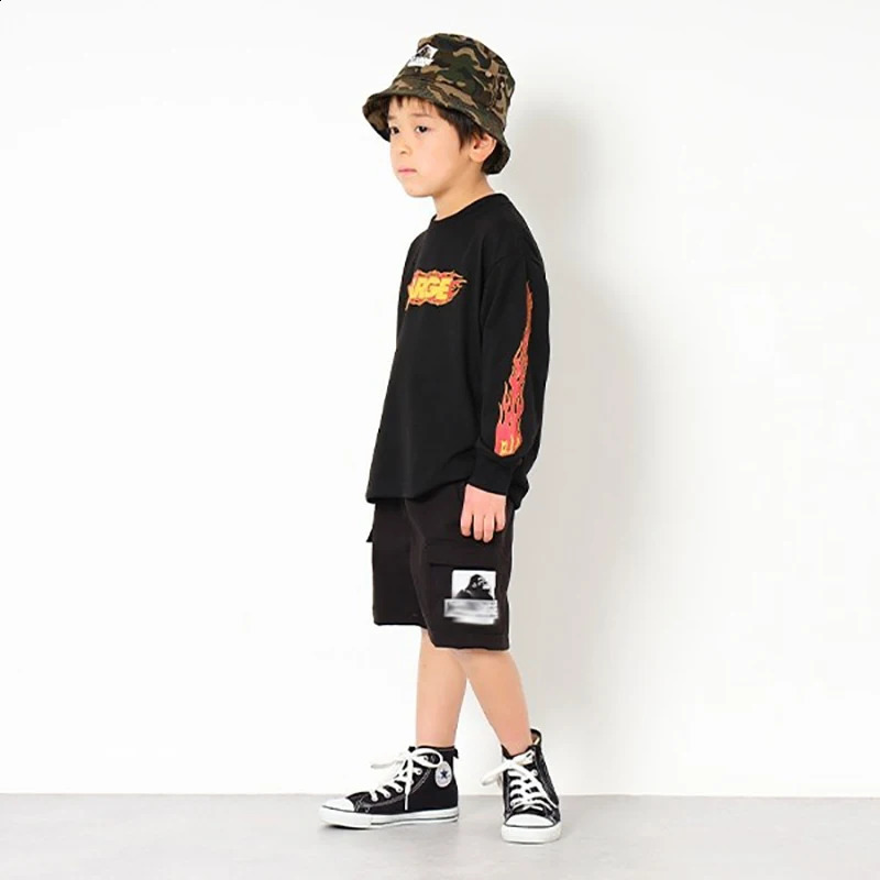 Summer Japanese Boys Girls Cartoon Gorilla Shorts Kids Streetwear Pants Children Cotton Printing Shorts Fashion Clothes 250319