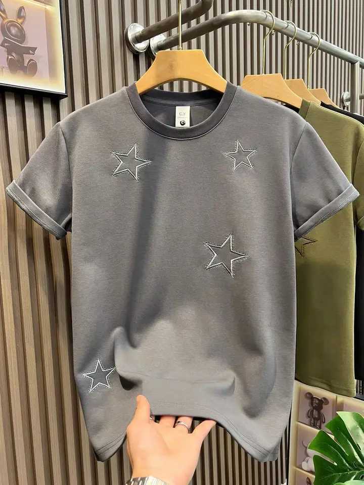 2025 Summer New Mens Embroidered Short Sleeve T-shirt Fashion Trend Casual T-shirt Mens Loose Luxury T-shirtT250318