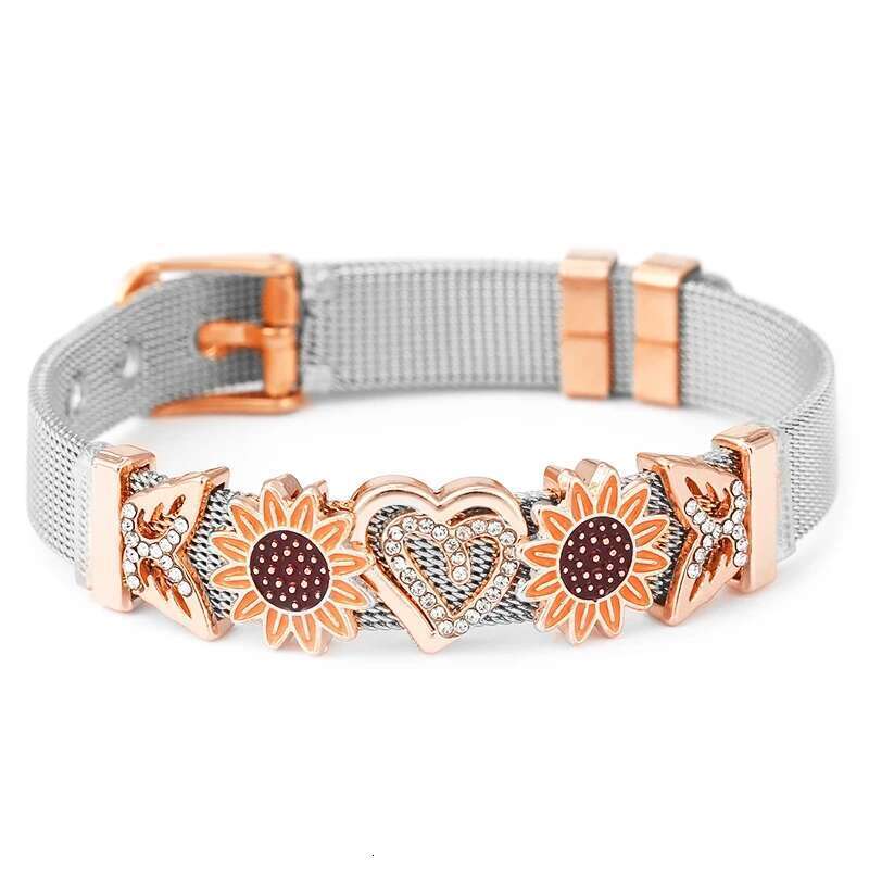 10mm Crystal Suower Butterfly Beads Charm Bracelets DIY Mesh Keeper Bracelets Pulseras Mujer For Women Men Brand Jewelry Gift