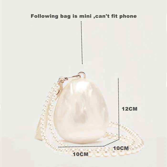 Women Acrylic Egg Bag Cute Pearl Evening Clutch Bag With Beaded Strap For Wedding Party Purse And Handbag Designer