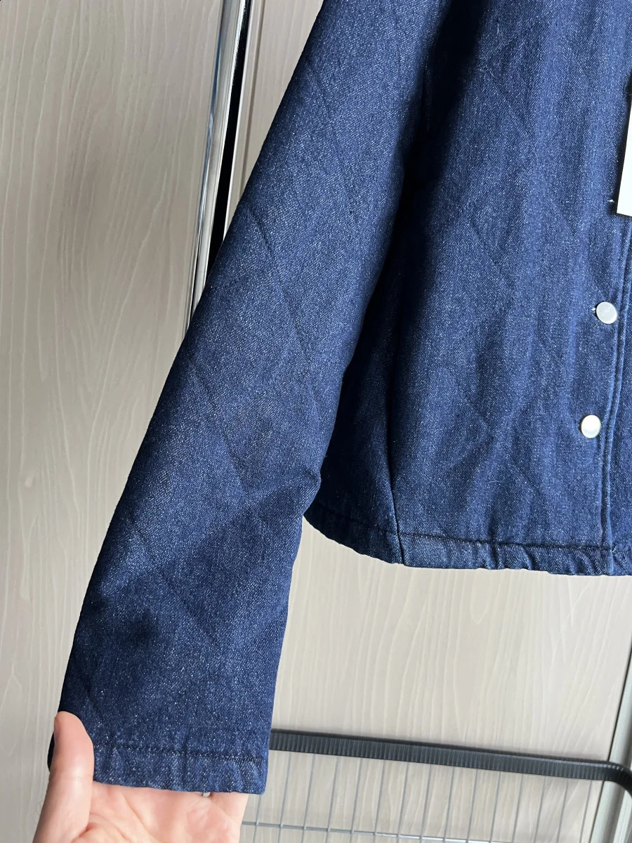 Z1975 denim cotton jacket traf autumn and winter item womens bedding baseball collar long sleeved 250317