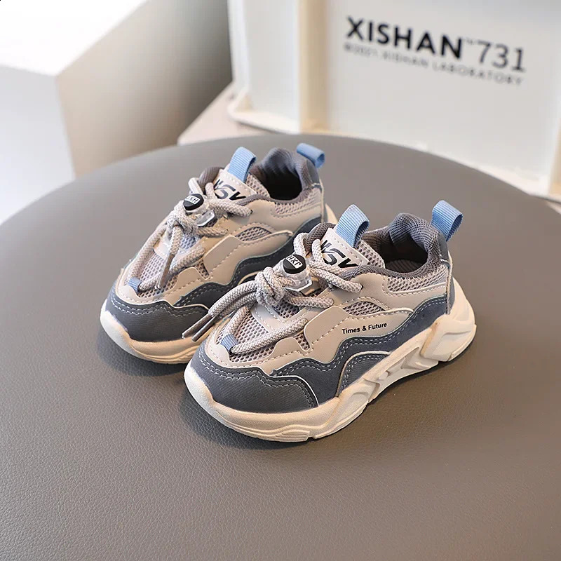 Children Sport Shoes Boys Girls Anti-skid Thick Sole Running Hiking Sneakers Soft Bottom Kids Breathable Front Lace-up Shoes 250319