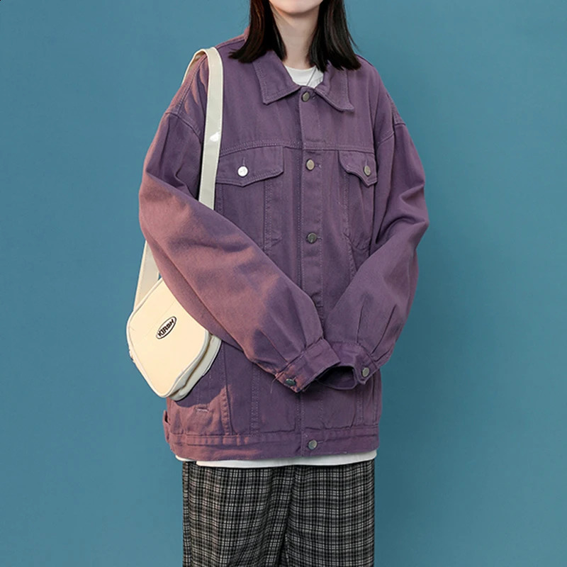 2025 Autumn Jeans Jacket Women Big Pocket Coats Female Oversize Turndown Collar Loose Blue Casual Denim 250319