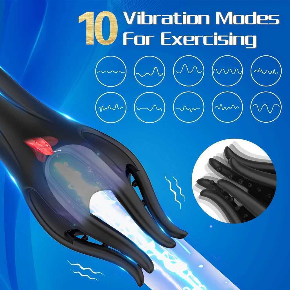 Male Tongue Licking Penis Masturbator Oral Orgasm Masturbation 10 Speed Glans Vibration Massager Endurance Training Sex ToysXJ250319