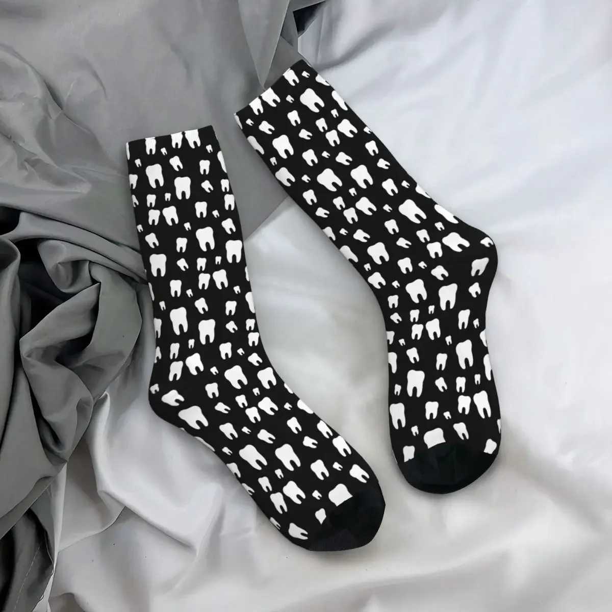 Teeth pattern socks Harajuku sweat absorbing stockings seasonal unisex birthday gift accessories X250319