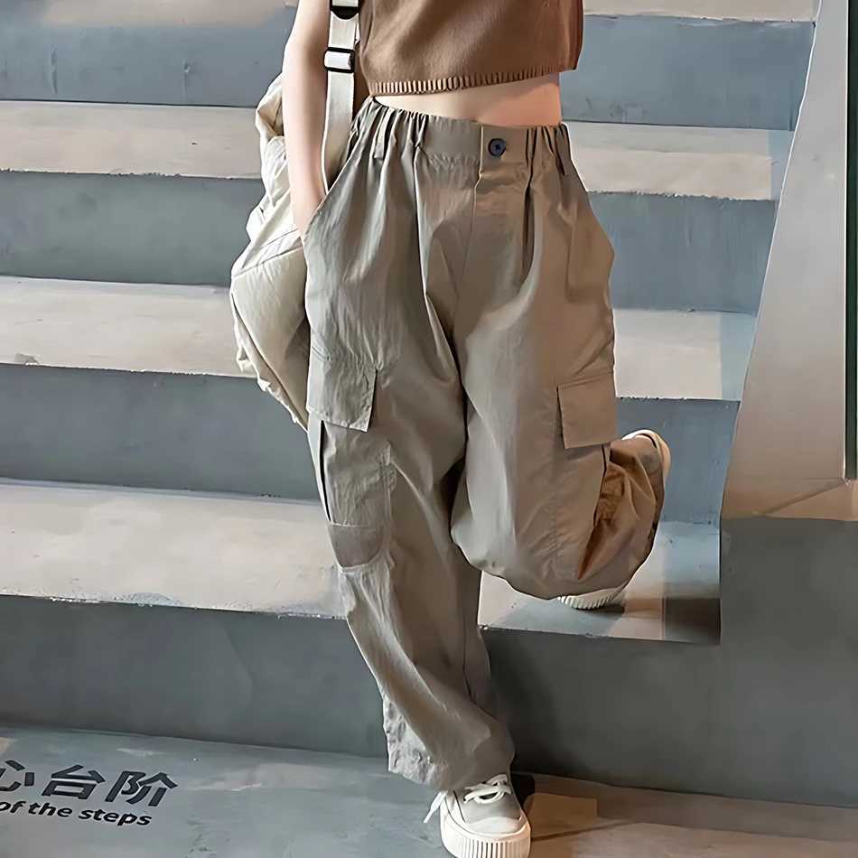 Teen Girls Breathable and Soft Mosquito-Proof Cargo Pants for Kids Perfect for Summer Outdoor Play and Casual Wear with PocketT250318