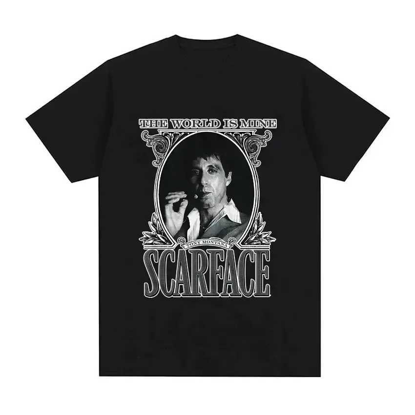 2024 movie Scarface Tony Montana graphic mens T-shirt mens hip-hop fashion rock clothing mens retro oversized T-shirtT250319