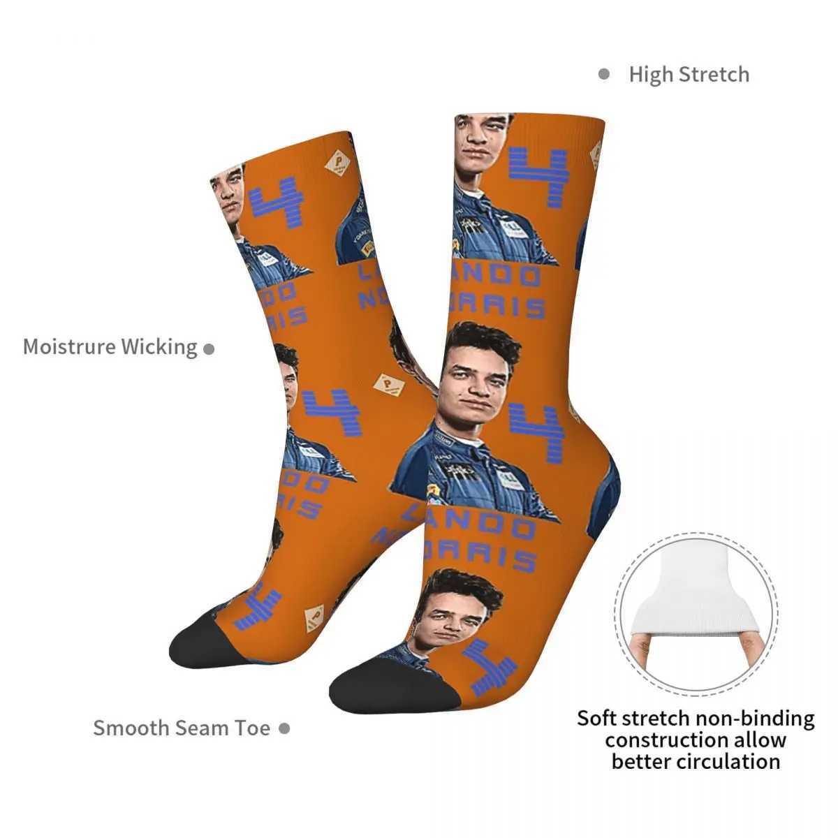Lando Noris-LN4- Collected Long Socks for Mens Birthday Gifts by P FashionArt Socks Harajuku X250319