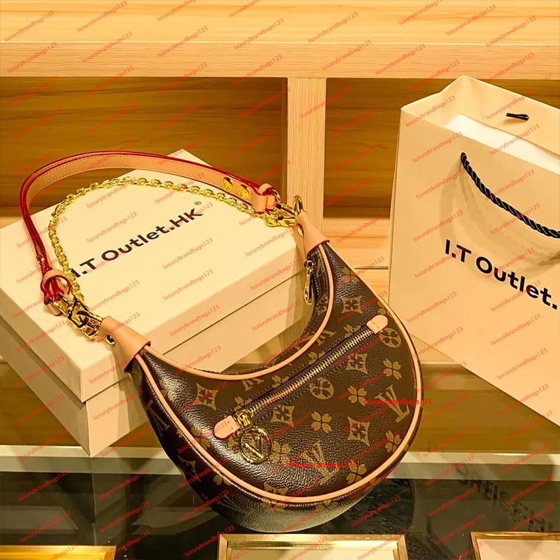 Size 23x7x13cm luxury Shoulder Bag designers Handbags Purses Bag Brown monogram Women Tote Brand Letter Leather Shoulder Bags crossbody moon bag