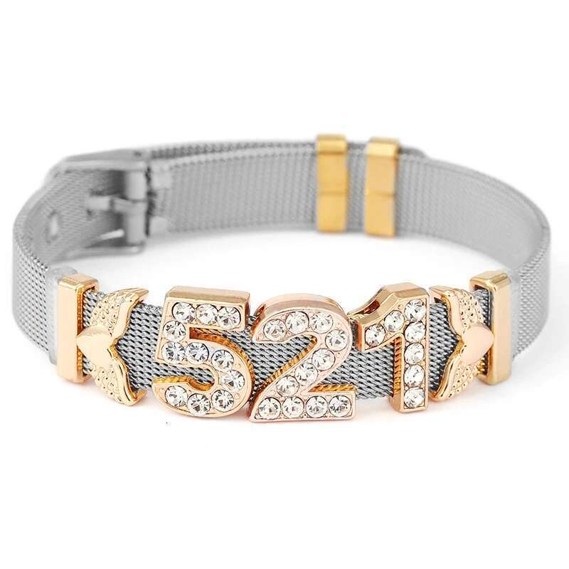 10mm Crystal 521 Feather Beads Charm Bracelets DIY Stainless Steel Mesh Keeper Bracelets Pulseras Mujer For Women Jewelry Gift