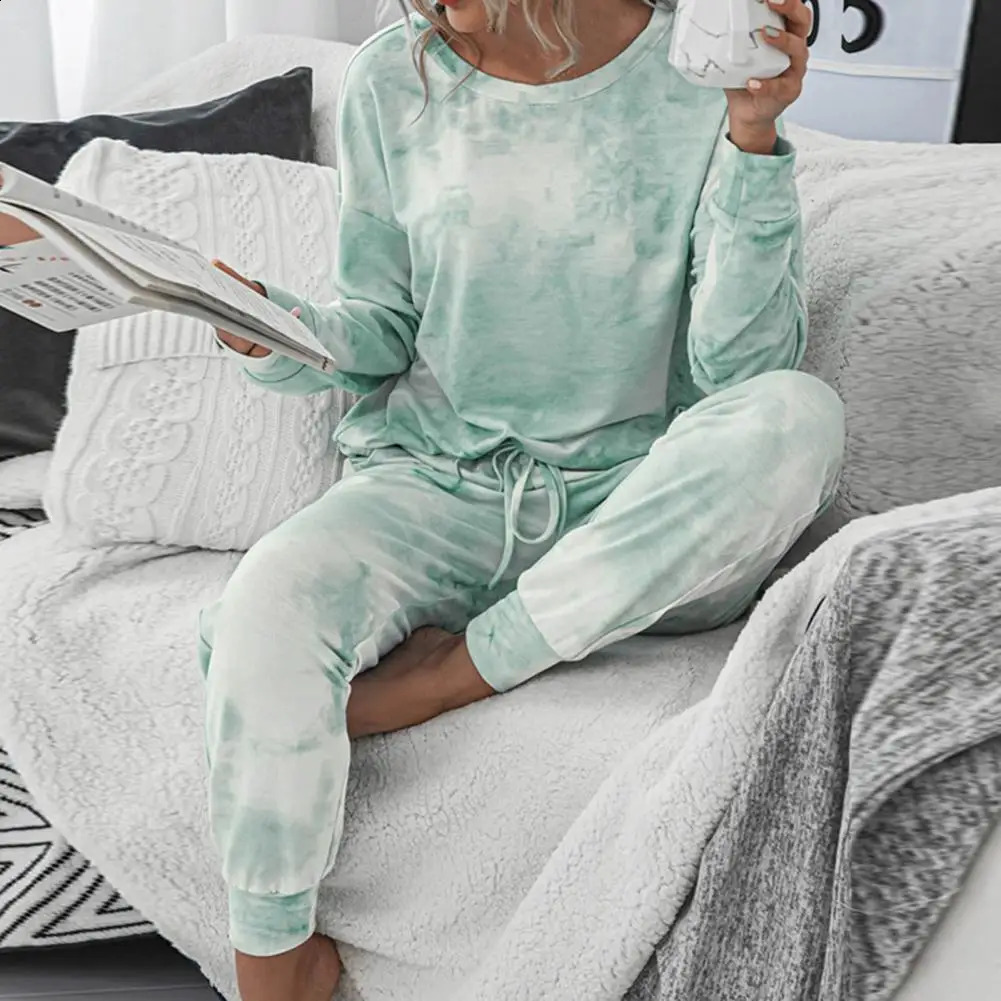 2 Pcs/Set Trendy Autumn Tracksuit Pockets Women Top Pants Set Elastic Waist Thermal Crew Neck Top Pants Set 250318