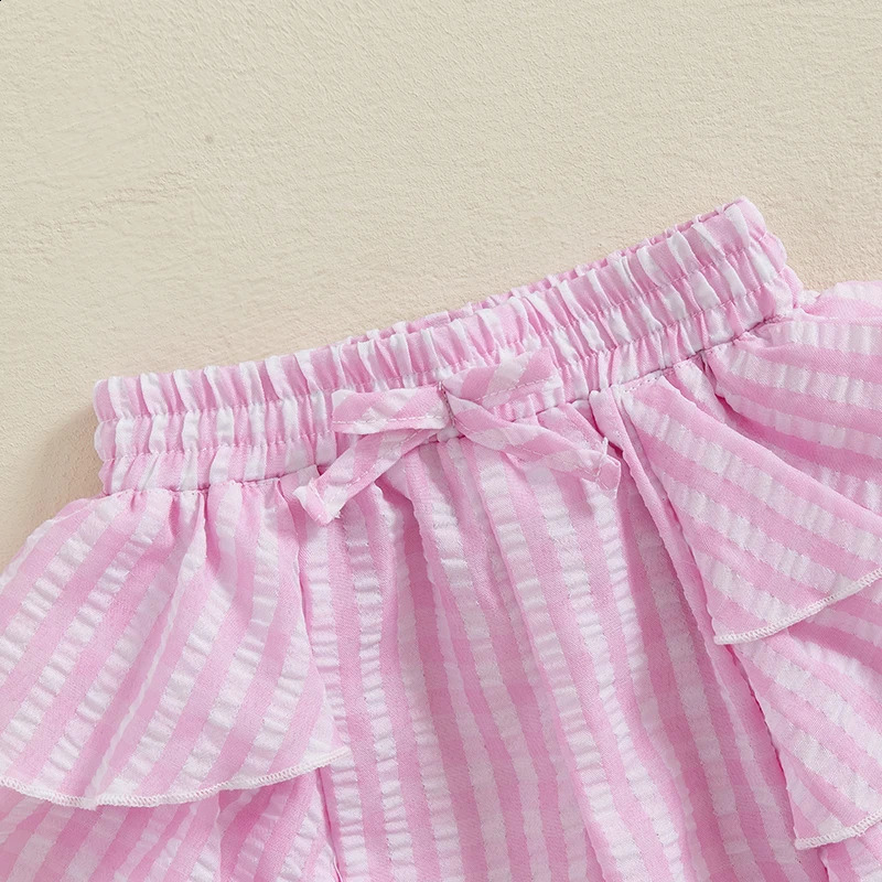 Girls Floral Print Ruffle Shorts with Elastic Waistband and Bow Detail - Stylish Wide Leg Loose Shorts for Summer Streetwear 250319