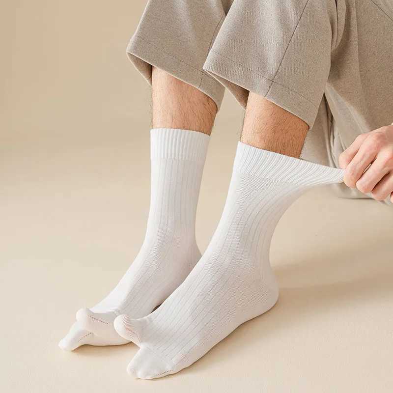 Mens 2 Toe Socks Flip Flop Sandal 2 Toe Middle Tube Socks Solid Color Striped Split Toe Socks Business Casual Cotton Socks X250319