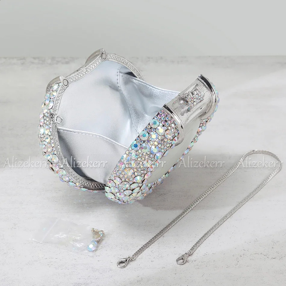 Alizekerr Oval Shaped Crystal Evening Bag Women Boutique Gorgeous Classy Diamond Clutch Purses And Handbags Bridal Wedding Party 250314
