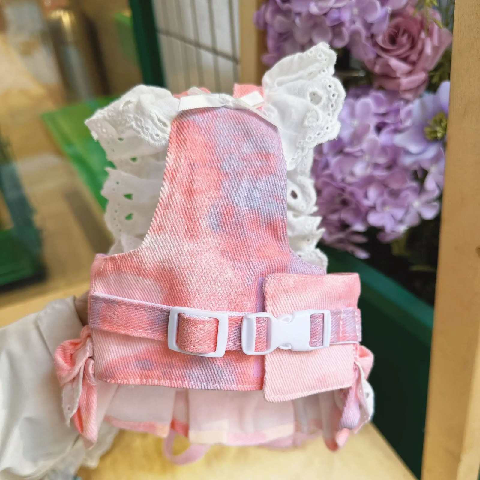 Ultra thin Demin dog dress shoulder strap princess mini teddy bear traction spring summer pet cat suit Ropa Para Perro with belt 250318