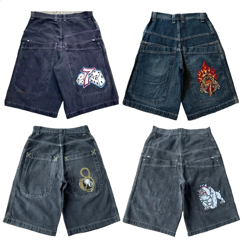Y2K Bagged Shorts Pocket Gothic American Street Clothing Printed Cowboy Gym Hip Hop Mens Harajuku Womens Basketball 250317