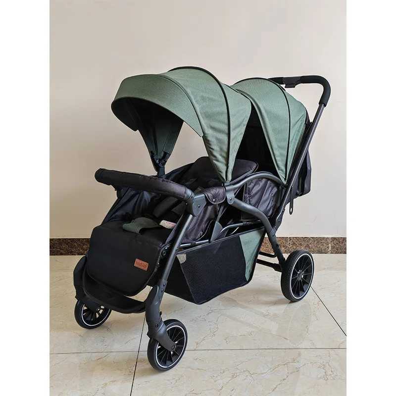 Double baby stroller lightweight double baby stroller foldable baby stroller high landscape suitable for infants aged 0-3 years old Z250319