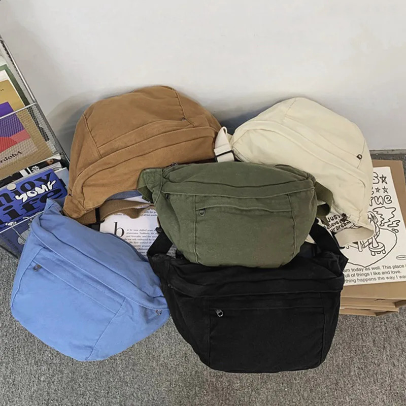 Fashion simple Waist Bags Unisex Canvas Chest packs Phone Pack Street Hip hop Belt Bag Large capacity Ladies Crossbody Chest Bag 250314