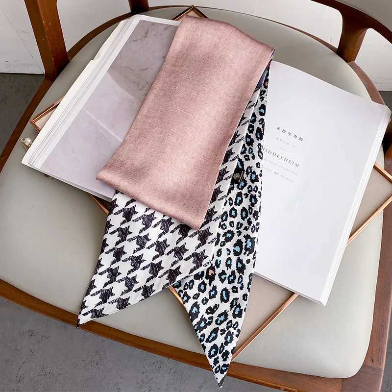 Luxury brand new printed silk scarf with ribbon bag hair strap Korean style collar headband X250319