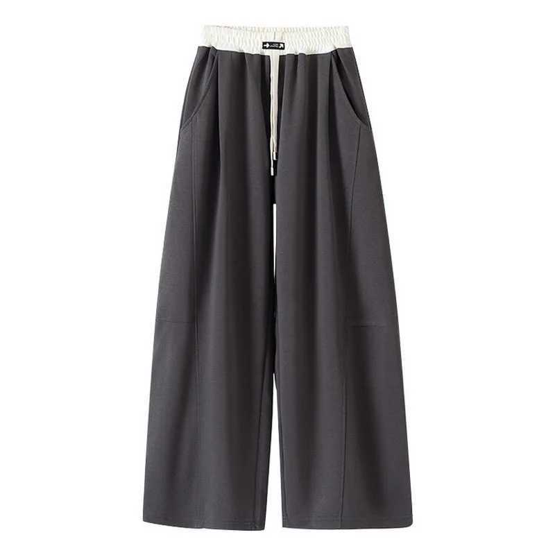 Girls wide leg pants childrens fashionable loose pants childrens straight sports pants 2024 high waisted spring and autumn casual TrousersT250318