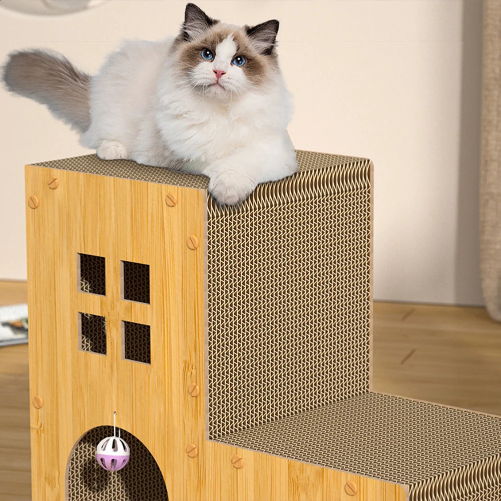 Indoor cat scratching house interesting large cardboard for self entertainment 250312