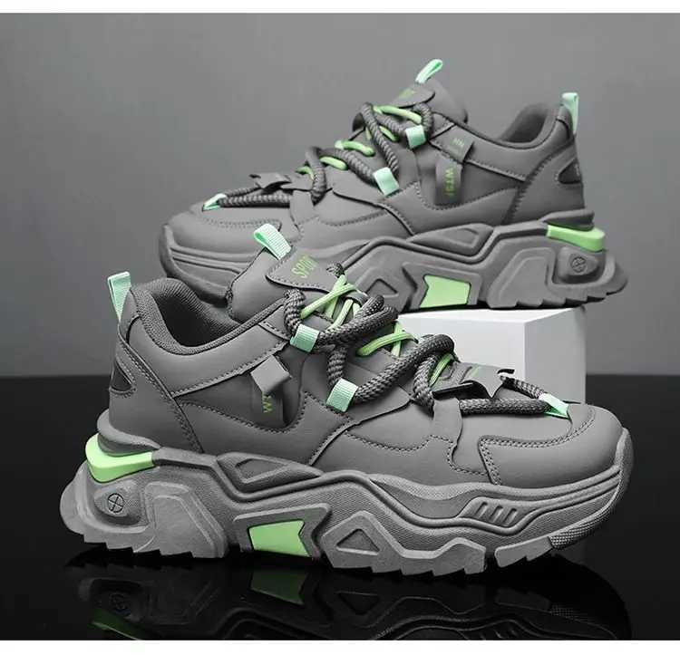 Trend Mens Sports Shoes Platform Vulcanized Korean Casual Shoes Mens Street Style Short and Fat Social White Shoes Mens Punk Z250319