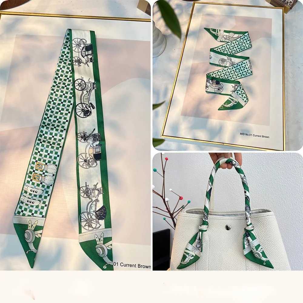 New style horse scarf tight luxury brand diagonal printed tie bag handle ribbon scarf design ribbon scarf X250319