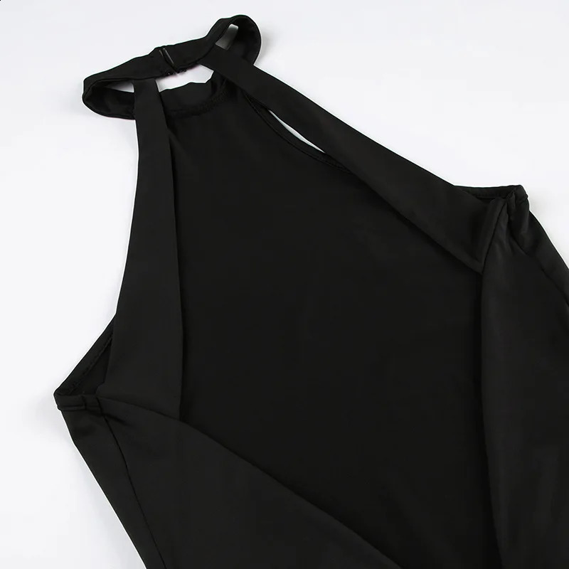 Women Fashion Black Sleeveless Backless Chains Sexy Bodycon Jumpsuit Party Festival Y2K Romper Overalls 250319