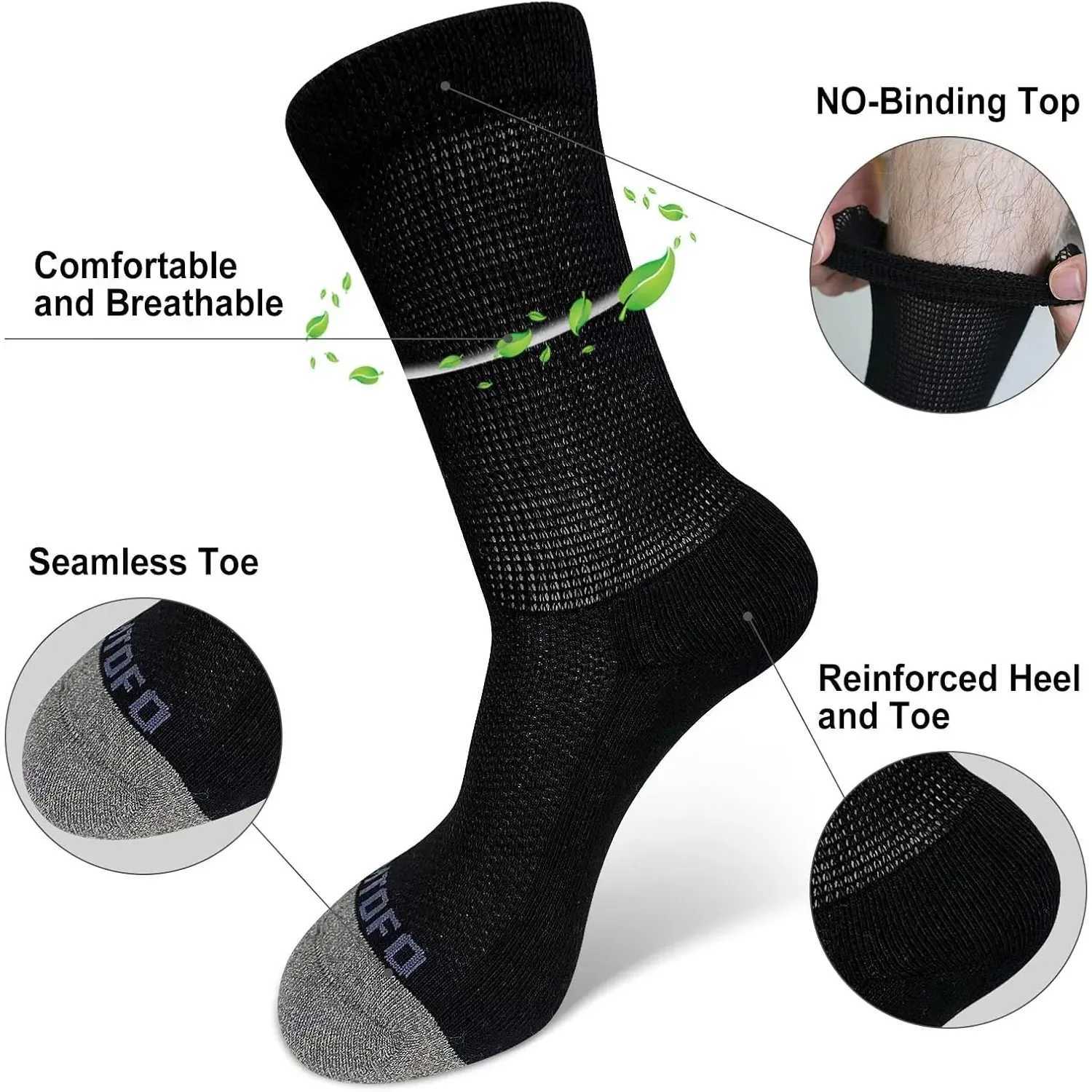 4 pairs of diabetes unbound mens socks loose fitting socks cotton wide top socks breathable and moisturizing X250319
