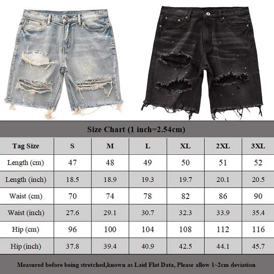 Mens summer Distressed shorts fashion ultra-thin tear shorts retro streetwear W250319