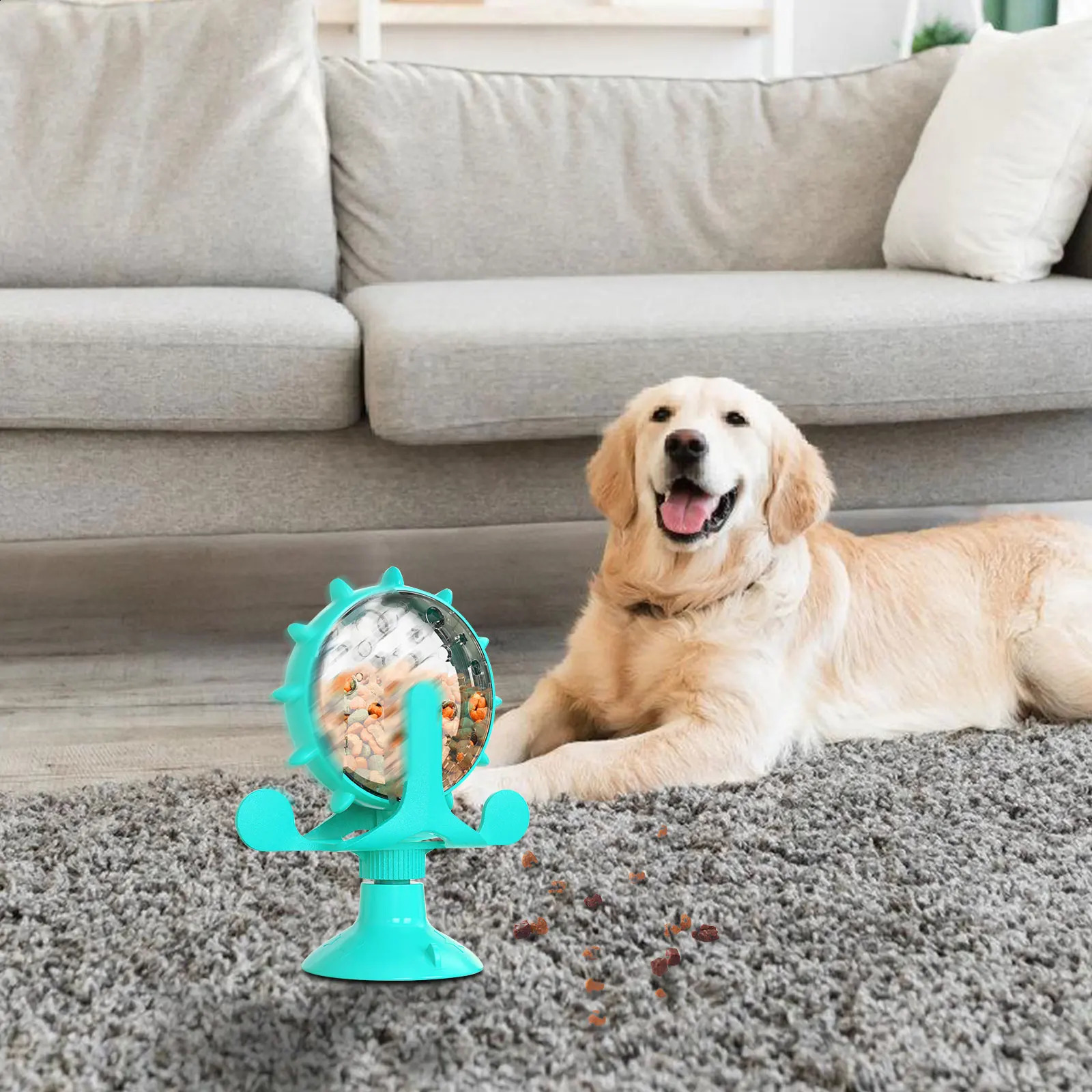 Cat toy with 360 ° rotating food delivery wheel durable PEGT and ABS materials 250312