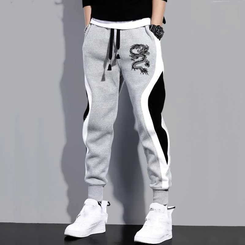 New Men Casual Drawstring dragon print Pants Jogger Pants Sweatpants Running Pants Sweatpants for Men X250319