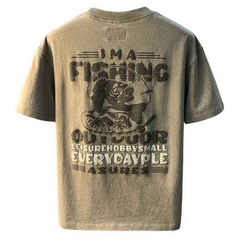 Retro retro short sleeved T-shirt suitable for mens spring and summer casual American fashion brand printed round neck topT250318