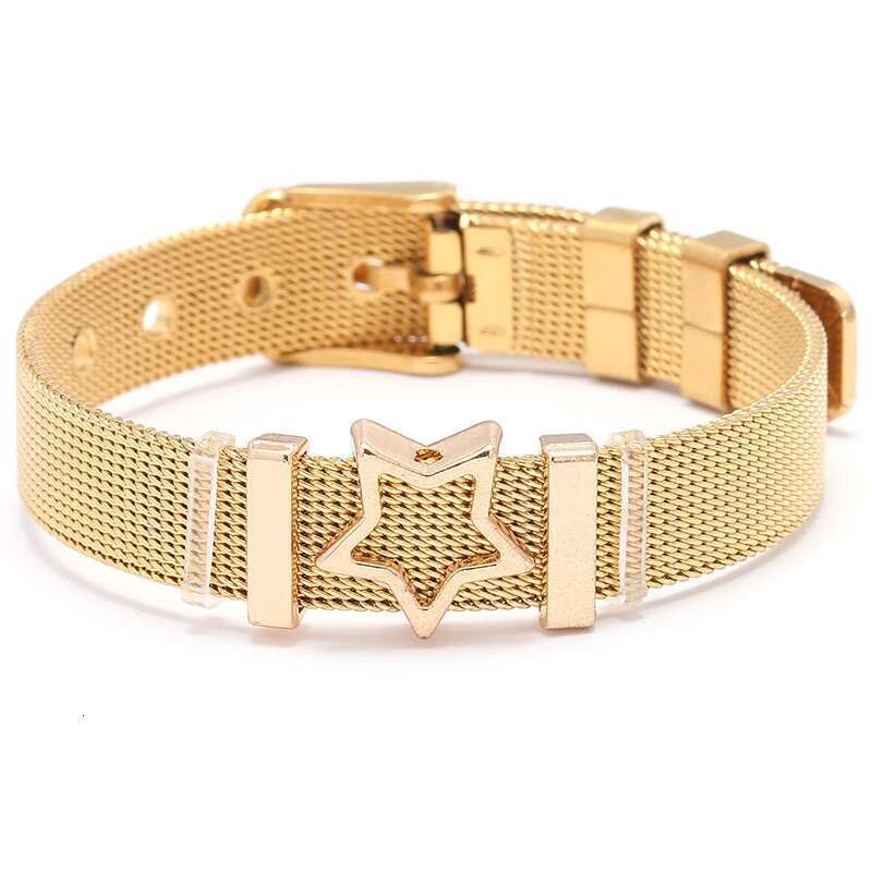 10mm Hollow Stars Beads Stainless Steel Mesh Bracelets DIY Charm Keeper Bracelets Bangle For Women Boyfriend Men Jewelry Gift