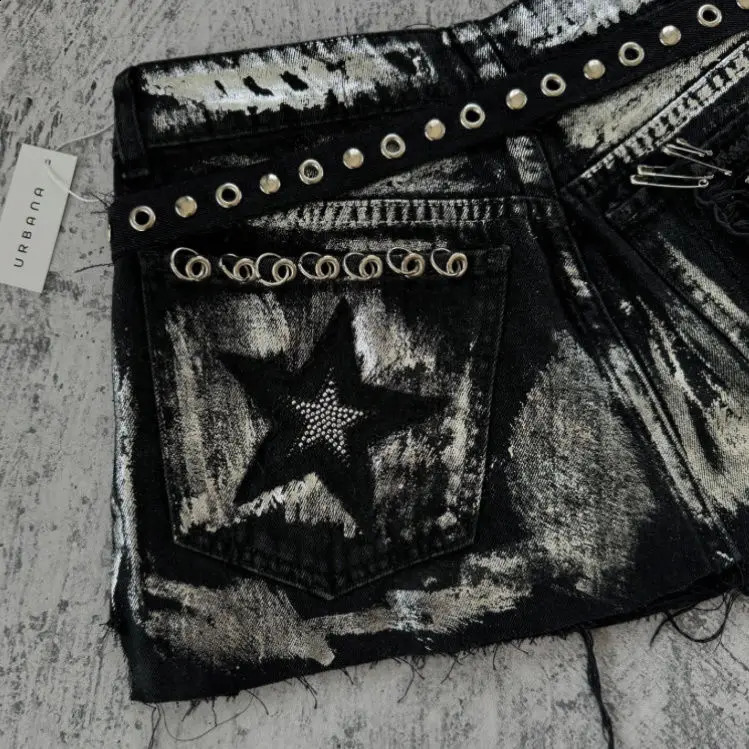 American Gothic Embroidery Fashion Rivet Decoration Skirt Womens Denim Skirt Y2k Personality Short Skirt BiggOrang 250318