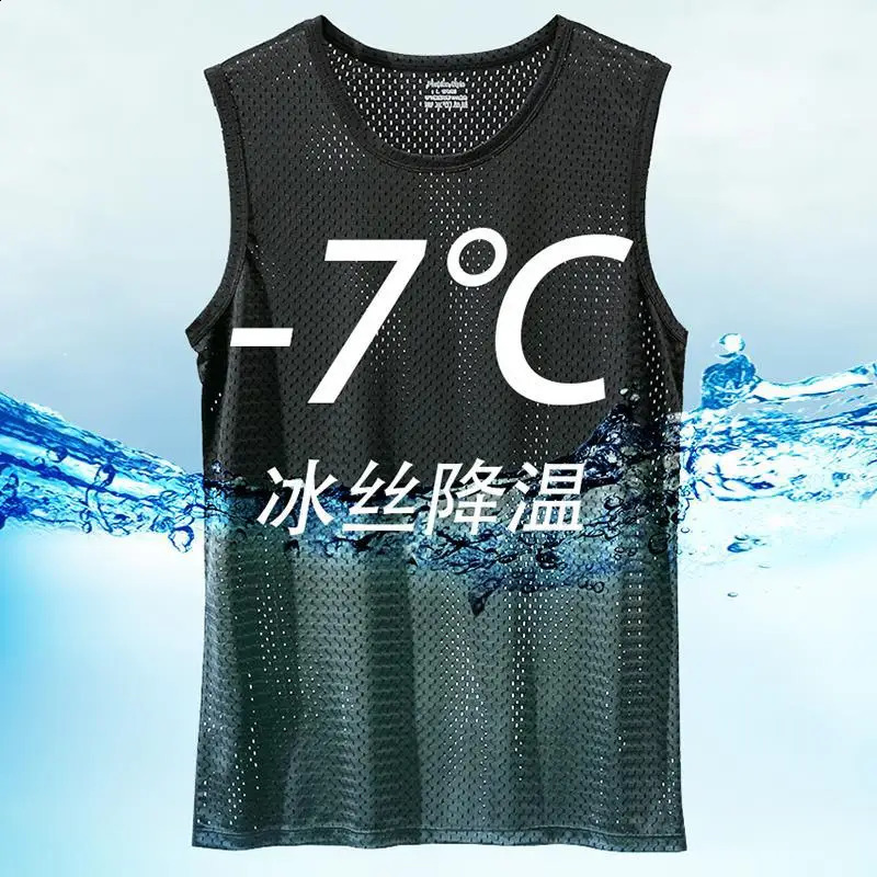 Mens Ice Silk Mesh Tank Tops Gym Stringer Transparent Bodybuilding Sleeveless Shirt Fitness Vest Male mesh Muscle Singlets 250319
