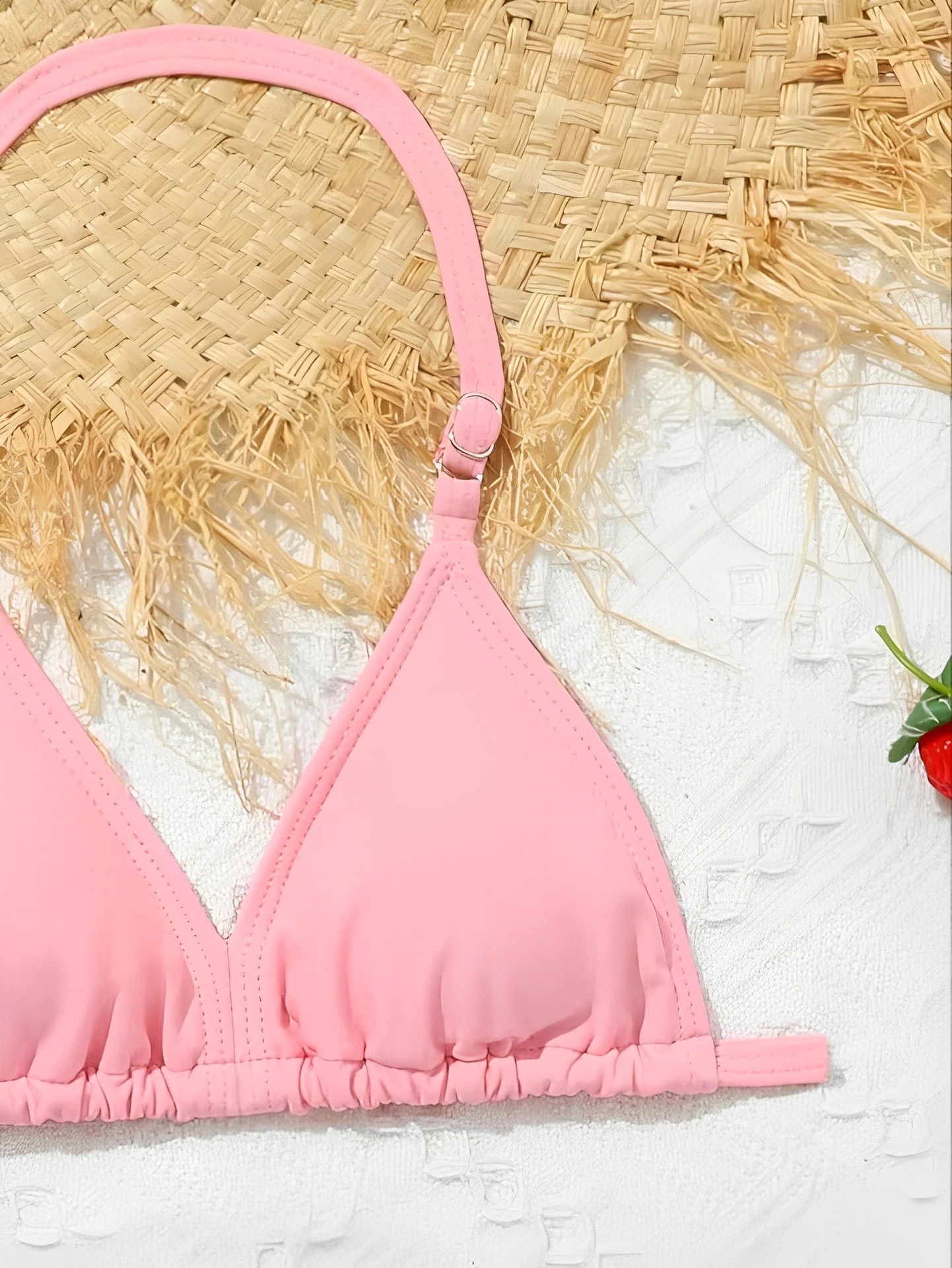 3 Pieces Halter Bikini 2025 Girls Swimsuit High Waist Kids Swimwear Beach Skirt Pink Children Swimming Bathing Swim Suit 250319