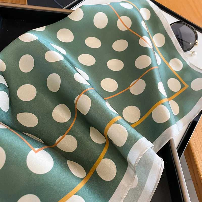 53cm Square Real Silk Neck Scarf Wen Dot Print Spring Fashion Foard Bandana Fem Hairbands Bufanda Scarves Ties 2023 X2503191