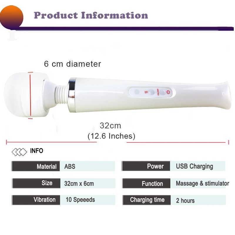 Powerful Magic Wand Vibrators for Women Clitori Stimulator Big AV Stick Vibrator Female G Spot Massager Adult Sex Toys for Woman W250319