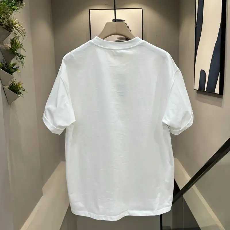 2024 New Summer Minimalist Patchwork Pocket High-quality Round Neck Striped Casual Versatile Youth Ruffian Handsome T-shirtT250318