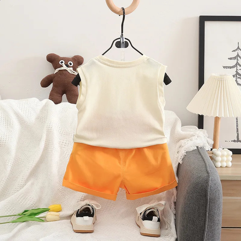 summer baby girl clothing set children boy vest shorts 2PCSset childrens sports track and field 250312