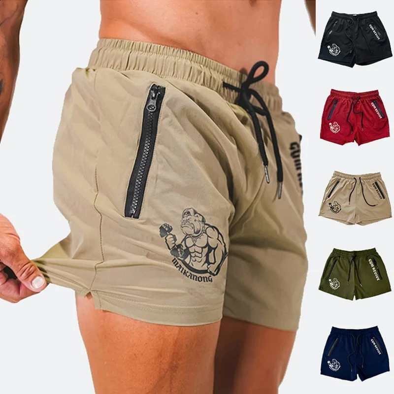 Mens Summer Printed Quickdrying Shorts With Double Side Zipper Pockets Designed For Running Basketball Training Fitness 250312