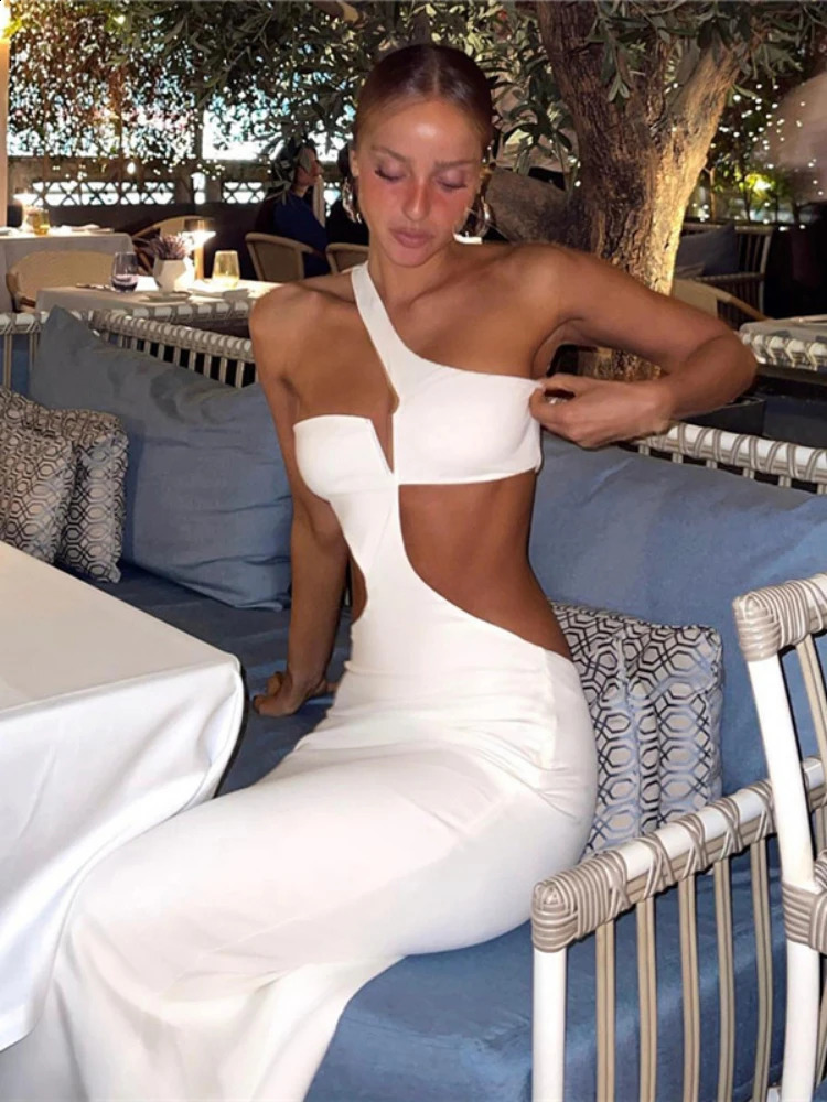 Sunny Sexy Y2K Clothes Hollow Out Sleeveless Backless Bodycon Maxi Dresses For Women Club Birthday Party Elegant Outfits 250319