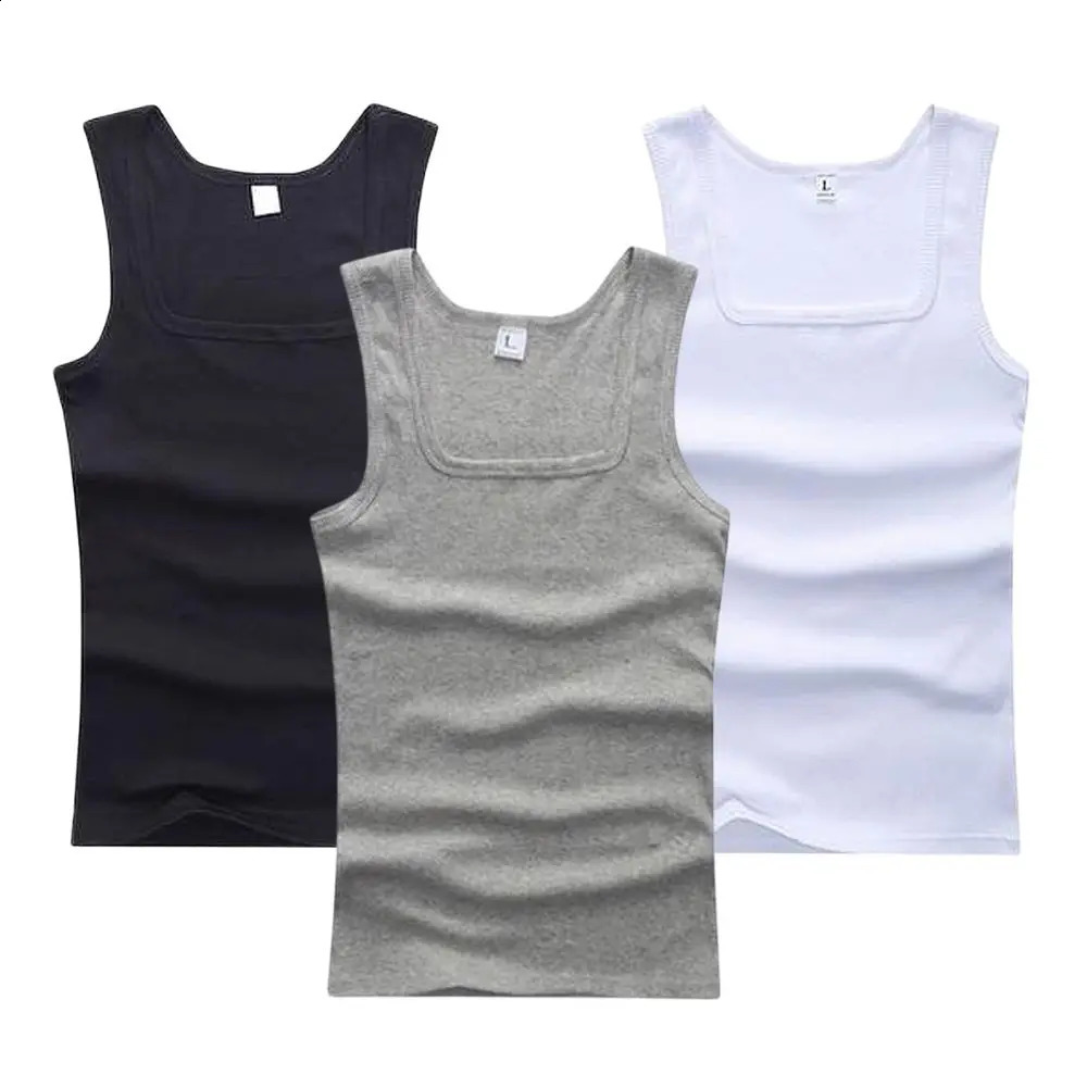 Summer Male clothes Women Basic Elastic tank top Pure Cotton Sleeveless Mens t-shirt Bodybuilding Fitness T-shirt 250319