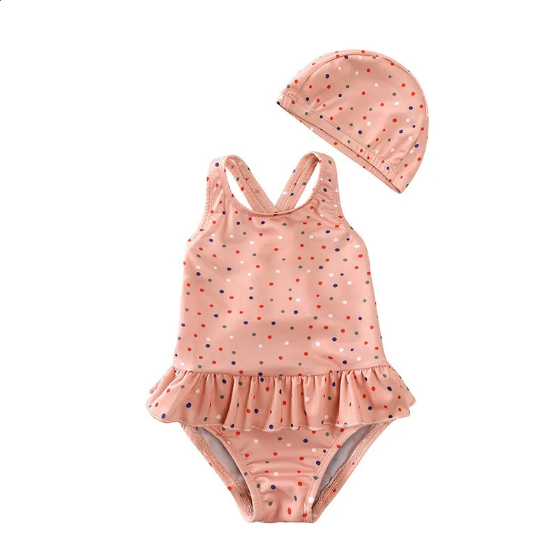 Girls Cute Backless Floral One-piece Swimsuit Baby Bikini Swimwear with hat Sun-proof Beach Vacation Toddlers Kids Chic Swimsuit 250319