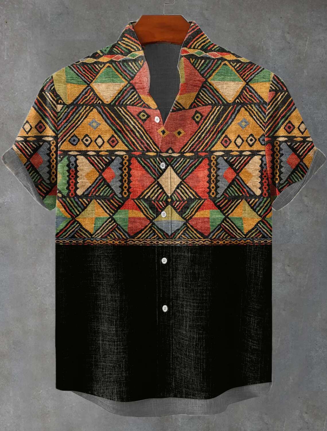 2025 Vintage African Style Retro Ethnic Tribal Short Sleeve Tops Fashion Casual Vacation Streetwear Men's Shirt