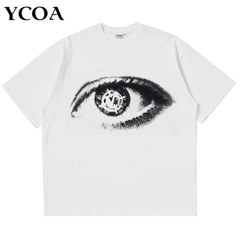 Mens T-shirt iris T-shirt cotton summer short sleeved top retro Harajuku streetwear oversized graphic fashion Korean pop clothingT250318
