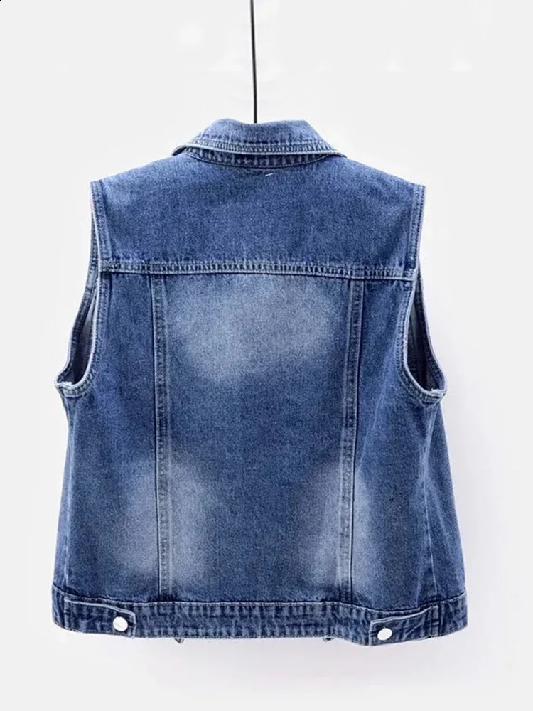 Denim Womens Tank Top Pearl Fashion Open Skirt Autumn Jeans Jacket Shoulder Strap Waist S5XL 250319